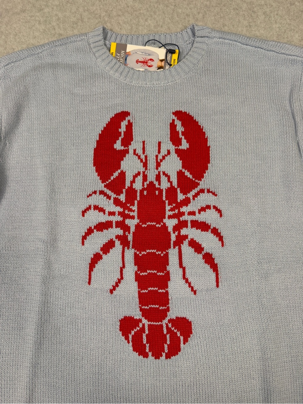 Mighty Fine Light Blue Crewneck Sweater with Red Lobster Graphic - Picture 5 of 8